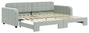 3196929 vidaXL Pat de zi cu extensie, gri deschis, 90x200 cm, catifea
