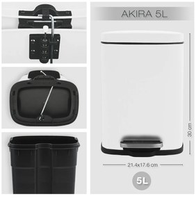 Spirella Coș de gunoi cu pedală Akira 5 l, alb mat