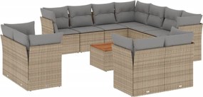 vidaXL Set canapele de grădină cu perne, 12 piese, bej, poliratan