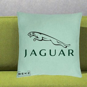 Perna Personalizata cu emblema Jaguar, 40x40 cm, Verde Menta, Husa Detasabila, Perna Inclusa, BEKZ®