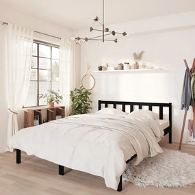 810056 vidaXL Cadru de pat mic dublu, negru, 120x190 cm, lemn masiv de pin