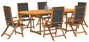 3279262 vidaXL Set mobilier de grădină, 7 piese, lemn masiv acacia/textilenă