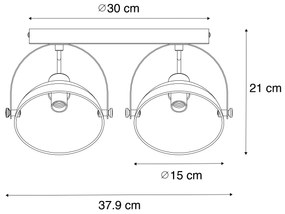 Plafoniera industriala alba cu argintiu cu 2 lumini reglabile - Magnax