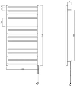 Sapho - Uscător electric pentru prosoape REDONDO 130W/230V 63x116 cm negru mat