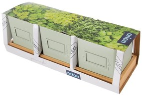 Ghivece 3 buc. din metal pentru ierburi aromatice Greenish – Orion