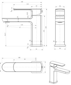 Sapho - Baterie pentru lavoar MIXONA, 14,8 cm, crom lucios