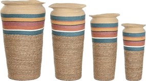 Set 4 suporturi pentru ghivece din fibră naturală cu accente multicolore, „Seychelles”