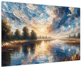 Tablou - Pictură cu soarele deasupra apei (90x60 cm)