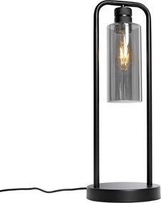 Lampă de masă modernă neagră cu sticlă fumurie - Stavelot