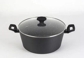Oala cu capac sticla Zilan ZLN3338, Diametru 28 cm, Inaltime 13 cm, Material aluminiu, Interior granit, Compatibil inductie