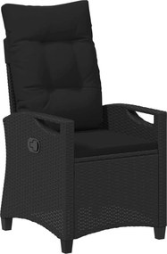 vidaXL Scaun de grădină rabatabil Negru 56 x 60 x 112 cm poliratan