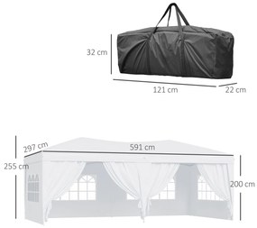 Outsunny Pavilion Pliabil pentru Grădină cu 6 Panouri Laterale, Alb, 3x6m | Aosom.ro
