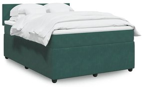 vidaXL Pat box spring cu saltea, verde închis, 160x200 cm, catifea