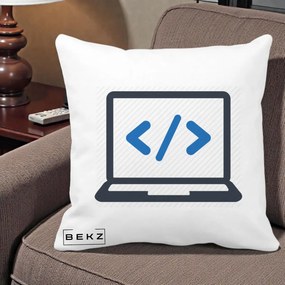 Perna Personalizata Laptop Cod HTML, 40x40 cm, Alba Mata, Husa Detasabila, Perna Inclusa, BEKZ®