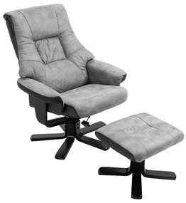 HOMCOM Fotoliu relax cu taburet, rotativ 360°, înclinabil 135°, husă respirabilă, 78 x 82,5 x 109 cm, gri | Aosom Romania