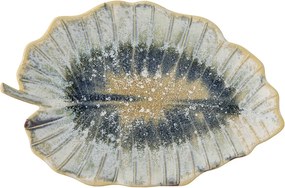 Platou de servire din ceramică glazurată artizanal în formă de frunză, L31×H4×W19,5 cm, „Dorreen"