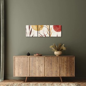 Tablou - Plante și cercuri (cu ceas) (90x30 cm)