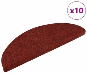 vidaXL Covorașe pentru scări autoadezive, 10 buc., 56x17x3 cm, roșu bordeaux, semirotunde