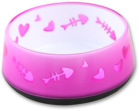 Bol de plastic roz pentru pisici LOVE BOWL