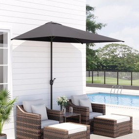 Outsunny Copertină de Perete Semicirculară Gri, cu Manivelă, Design Spațiu-Eficient pentru Terasă și Grădină, Φ270x245cm | Aosom Romania