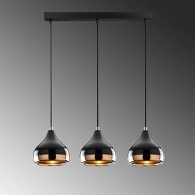 Lustra 3 Becuri Yıldo - 6877, Soclu E27, Max. 40W, Culoare Negru / Aramiu