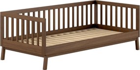 Pat pentru copii maro din lemn de pin cu somieră 90x200 cm Sezane – Vipack