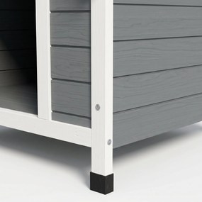 PawHut Cușcă pentru Câini, Casă din Lemn pentru Câini cu Podea Detașabilă, Adăpost pentru Animale de Companie cu Lemn Anticoroziv,  84x99x87 cm, Gri