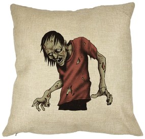 Perna Decorativa cu motiv Zombie de Halloween 1, 40x40 cm, Husa Detasabila, Burduf