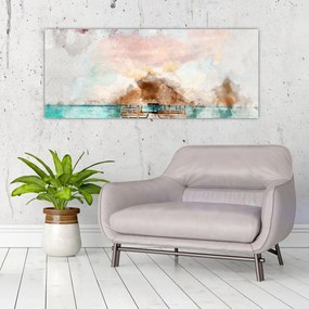 Tablou - Maldive, debarcader din lemn (120x50 cm)