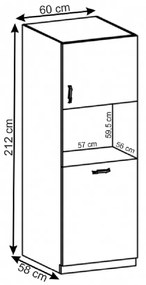 Dulap de bucătărie pentru alimente D60P Provense (alb + sosna andersen). 1015171