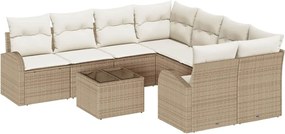 vidaXL Set de canapea cu pernă 9 pcs Bej și crem poliratan