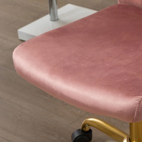 Vinsetto Scaun de birou design contemporan cu pivot 360° ergonomic spătar curb înălțime reglabilă înveliș din catifea 56 x 60 x 102 cm roz și aurie | Aosom Romania