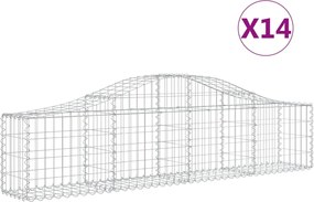 vidaXL Coșuri gabion arcuite 14 buc, 200x30x40/60 cm, fier galvanizat