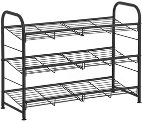 Sistem de depozitare pantofi stivuibil, 68,5 x 49,5 x 27,5 cm, negru