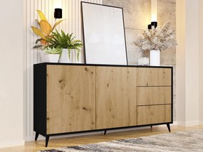 Comodă Oksewo 2D3SZ (Stejar artisan + Negru) . 1103665