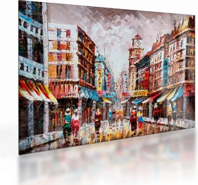 Tablou pe sticlă - Hong Kong, pictură în ulei (70x50 cm)
