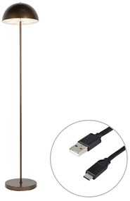 Lampă de podea pentru exterior bronz închis reîncărcabilă cu dimmer în 3 trepte - Keira