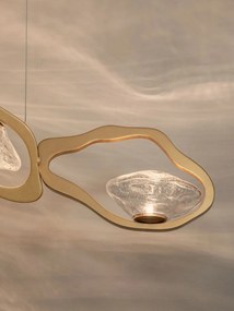 Lustra LED otel auriu si sticla DENISE