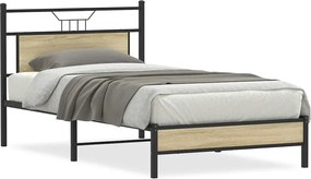 vidaXL Cadru pat fără saltea, stejar sonoma 100x190 cm lemn prelucrat