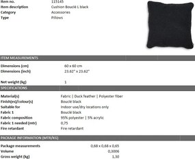 Perna decorativa LUX 60x60cm, Bouclé Black L 115145 HZ