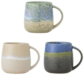 Căni albastre/bej 3 buc. din gresie 460 ml Cloe – Bloomingville