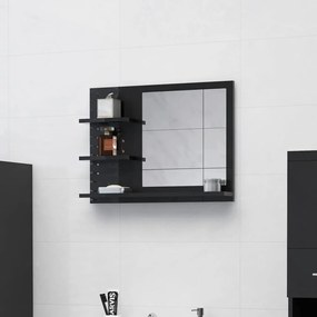 Oglinda de baie, negru extralucios, 60 x 10,5 x 45 cm, PAL negru foarte lucios