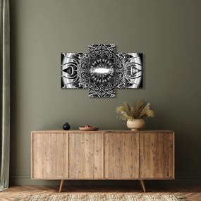 Tablou cu ornamente alb negre (90x60 cm)
