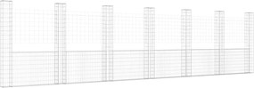 vidaXL Coș de gabion în formă de U cu 7 stâlpi, 740x20x200 cm, fier