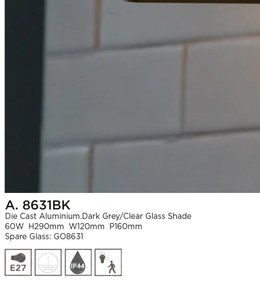 Aplica perete pentru exterior cu senzor de miscare Outdoor 8631BK SRT