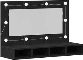 vidaXL Dulap cu oglindă Stejar Negru 90 x 31,5 x 62 cm Lemn compozit