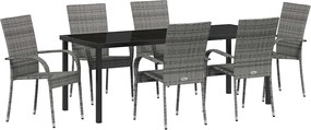vidaXL Set de masă pentru grădină 7 pcs Gri Oțel vopsit electrostatic
