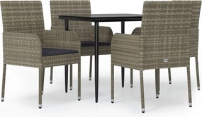 vidaXL Set mobilier grădină cu perne, 5 piese, negru și gri, poliratan