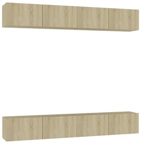 Comode TV, 4 buc., stejar sonoma, 100x30x30 cm, PAL 4, Stejar sonoma, 100 x 30 x 30 cm
