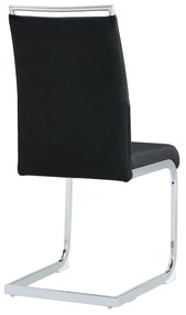 Set de 2 Scaune moderne pentru sufragerie, cu spătar înalt, din PU și material textil, pentru Bucătărie și birou, Negru